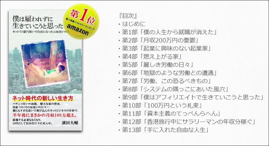 Amazon無料電子書籍ランキング1位 「僕は雇われずに生きていこうと思った」